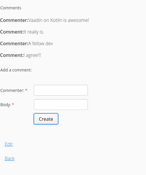 Create and List Comments